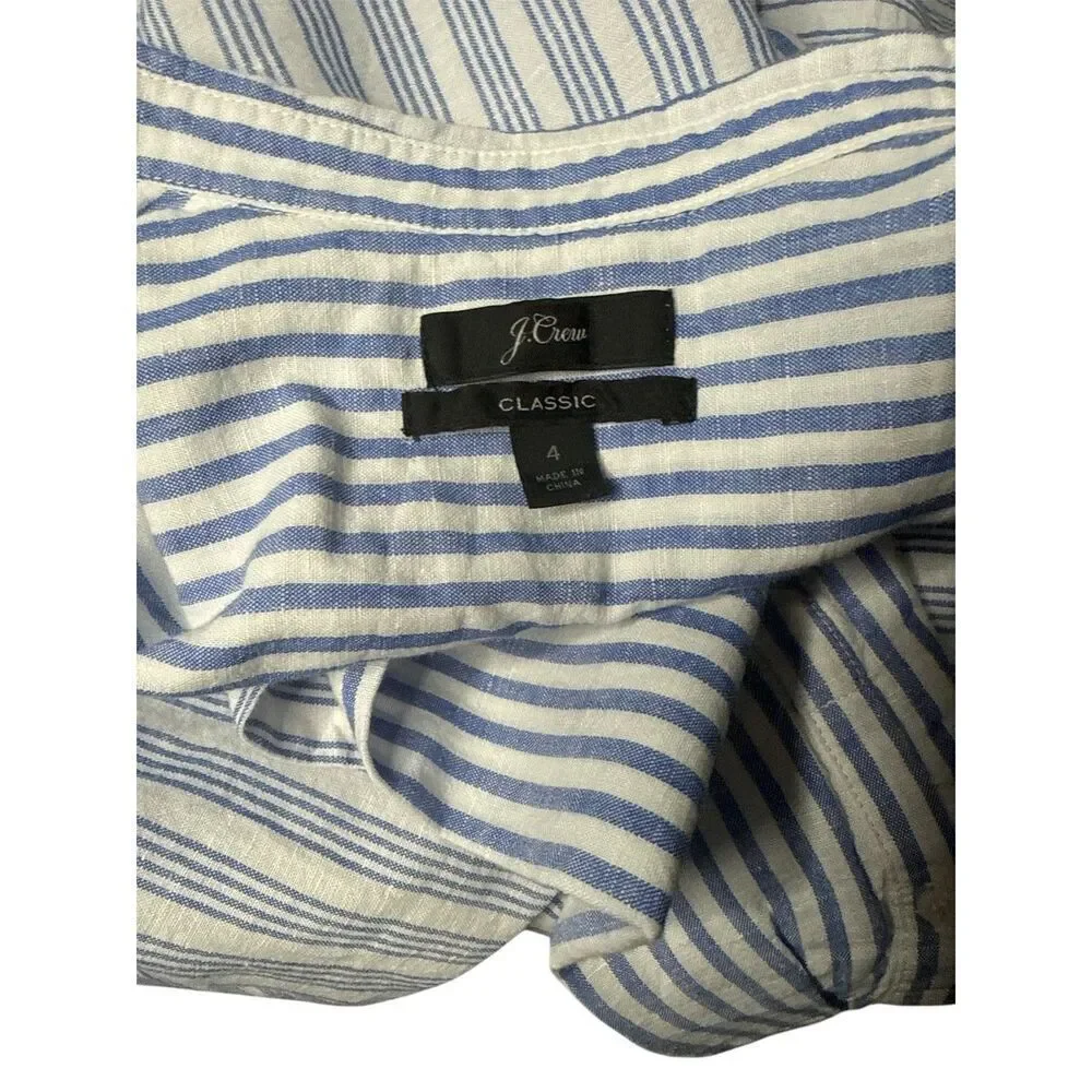 J.Crew Relaxed Boy Shirt in Mixed Stripe Beauchamps Linen Size: 4